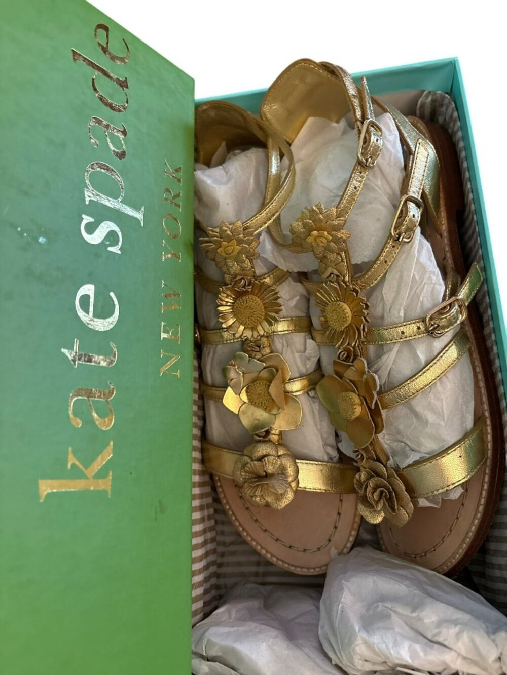 Kate Spade Sadia Metallic Napa Sandals Size 7.5 - Picture 2 of 10